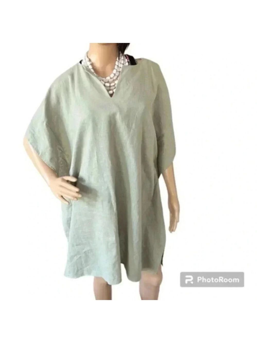 Universal Thread Lagenlook Linen blend Tunic Womens Medium Cover up Green
